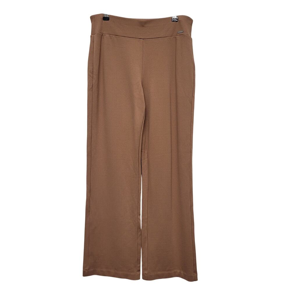 Tahari Camel Wide Leg Pants Tan High Rise Stretch Workwear Lounge Minimalist